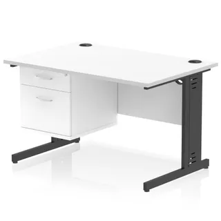 Impulse Cable Managed Straight Desk With Single Fixed Pedestal