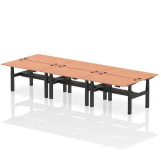 Air Back-to-Back Height Adjustable Bench Desk - 6 Person