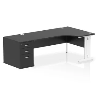 Impulse Cable Managed Crescent Desk Workstation