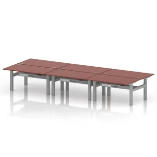 Air Back-to-Back Height Adjustable Bench Desk - 6 Person