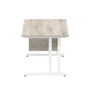 Impulse Cantilever Straight Desk With Single Fixed Pedestal