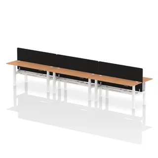 Air Back-to-Back Slimline Height Adjustable Bench Desk - 6 Person