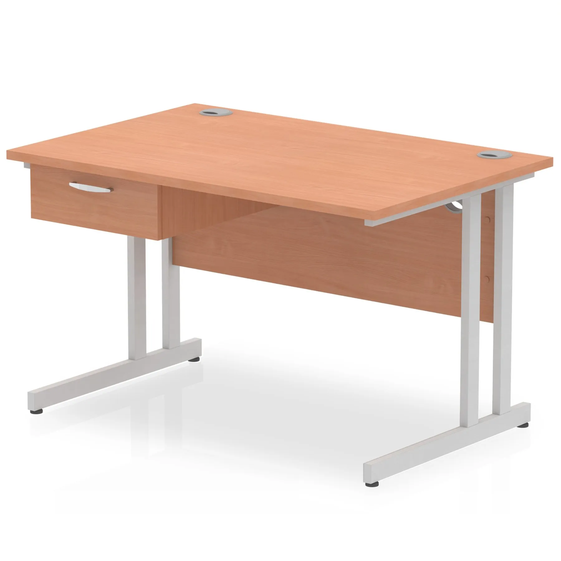 Impulse Cantilever Straight Desk With Single One Drawer Fixed Pedestal