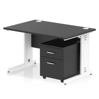 Impulse Cable Managed Straight Desk With Mobile Pedestal