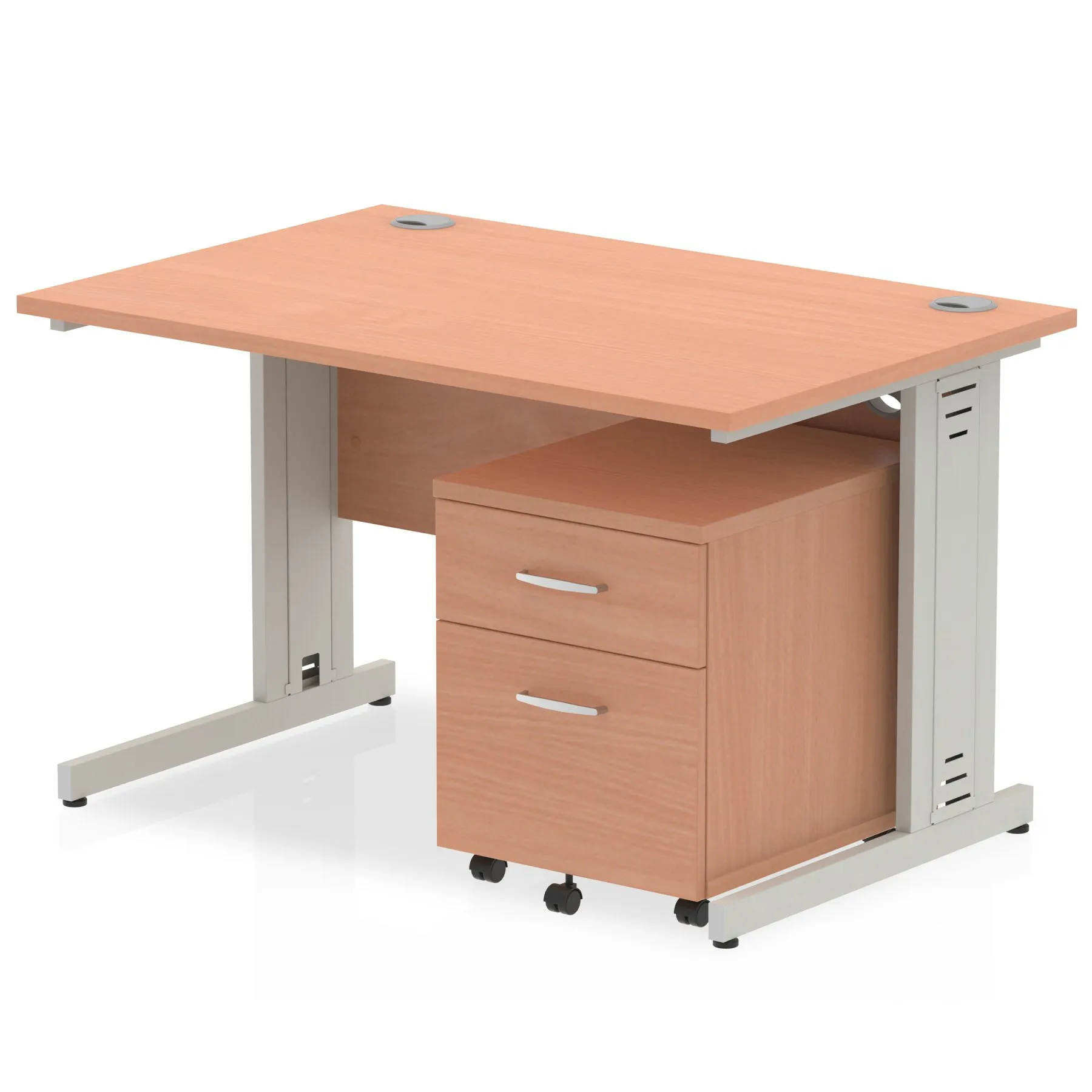 Impulse Cable Managed Straight Desk With Mobile Pedestal