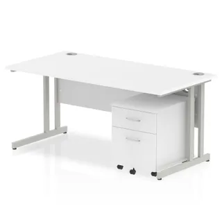 Impulse Cantilever Straight Desk With Mobile Pedestal