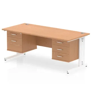Impulse Cable Managed Straight Desk With Two Fixed Pedestal