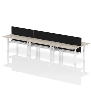 Air Back-to-Back Scalloped Edge Height Adjustable Bench Desk - 6 Person