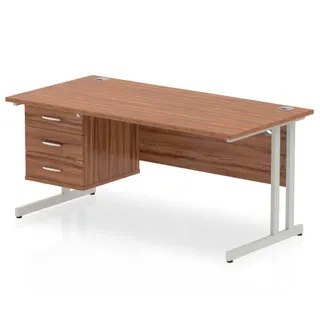 Impulse Cantilever Straight Desk With Single Fixed Pedestal