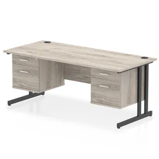 Impulse Cantilever Straight Desk With Two Fixed Pedestal