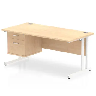 Impulse Cantilever Straight Desk With Single Fixed Pedestal