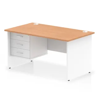 Impulse Panel End Straight Desk With Single Fixed Pedestal