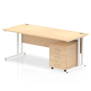 Impulse Cantilever Straight Desk With Mobile Pedestal
