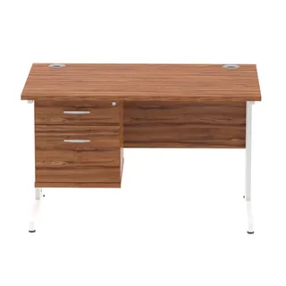 Impulse Cantilever Straight Desk With Single Fixed Pedestal