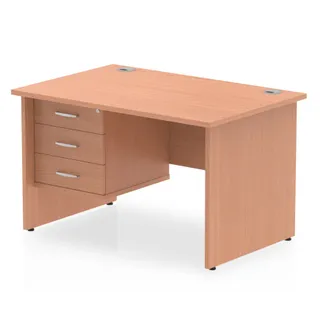OE - Impulse Panel End Straight Desk With Single Fixed Pedestal