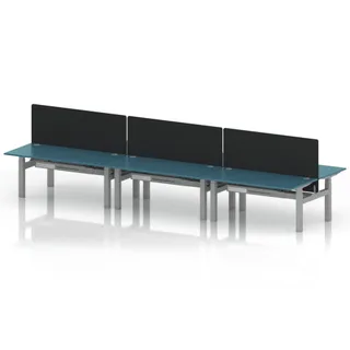 Air Back-to-Back Height Adjustable Bench Desk - 6 Person