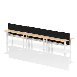 Air Back-to-Back Slimline Height Adjustable Bench Desk - 6 Person