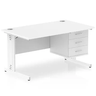Impulse Cable Managed Straight Desk With Single Fixed Pedestal