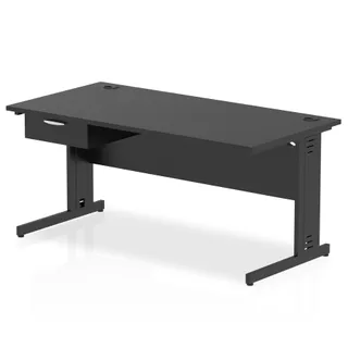 Impulse Cable Managed Straight Desk With Single One Drawer Fixed Pedestal