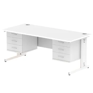 Impulse Cable Managed Straight Desk With Two Fixed Pedestal