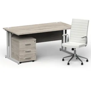 Impulse 1600mm Cantilever Straight Desk With Mobile Pedestal and Ezra Executive Chair