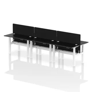 Air Back-to-Back Slimline Height Adjustable Bench Desk - 6 Person