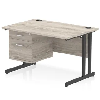 Impulse Cantilever Straight Desk With Single Fixed Pedestal
