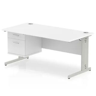 Impulse Cable Managed Straight Desk With Single Fixed Pedestal
