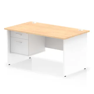 OE - Impulse Panel End Straight Desk With Single Fixed Pedestal Two Tone