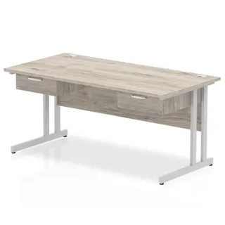 Impulse Cantilever Straight Desk With Two One Drawer Fixed Pedestals