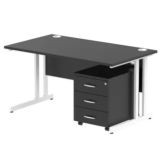 Impulse Cantilever Straight Desk With Mobile Pedestal