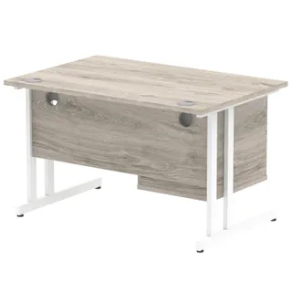 Impulse Cantilever Straight Desk With Single Fixed Pedestal