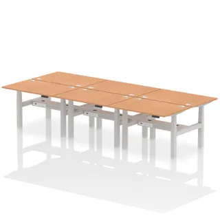 Air Back-to-Back Height Adjustable Bench Desk - 6 Person
