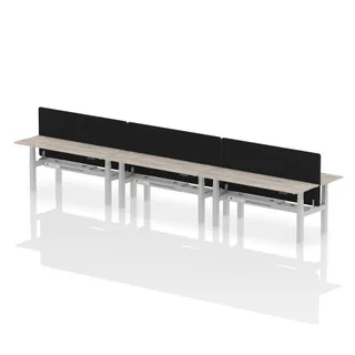 Air Back-to-Back Slimline Height Adjustable Bench Desk - 6 Person