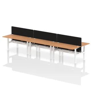Air Back-to-Back Height Adjustable Bench Desk - 6 Person