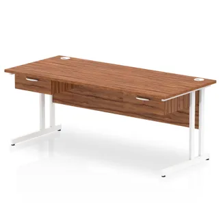 Impulse Cantilever Straight Desk With Two One Drawer Fixed Pedestals