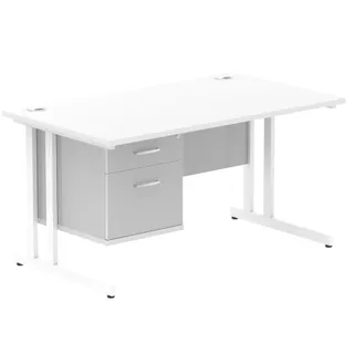 Impulse Cantilever Straight Desk With Single Fixed Pedestal