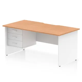Impulse Scalloped Edge Panel End Straight Desk With Single Fixed Pedestal