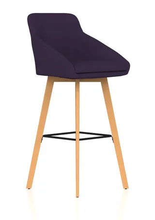 EE - Carmen Grey Fabric Wooden Leg High Stool Chair