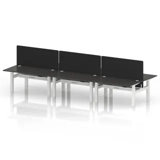Air Back-to-Back Height Adjustable Bench Desk - 6 Person