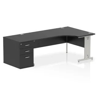 Impulse Cable Managed Crescent Desk Workstation