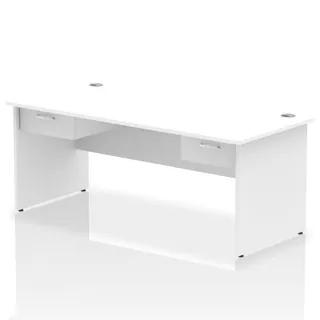 Impulse Panel End Straight Desk With Two One Drawer Fixed Pedestals