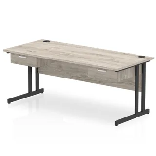 Impulse Cantilever Straight Desk With Two One Drawer Fixed Pedestals