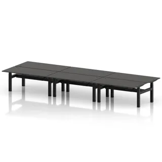 Air Back-to-Back Height Adjustable Bench Desk - 6 Person