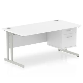 Impulse Cantilever Straight Desk With Single Fixed Pedestal