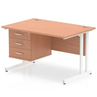 Impulse Cantilever Straight Desk With Single Fixed Pedestal