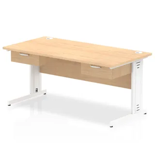 Impulse Cable Managed Straight Desk With Two One Drawer Fixed Pedestals