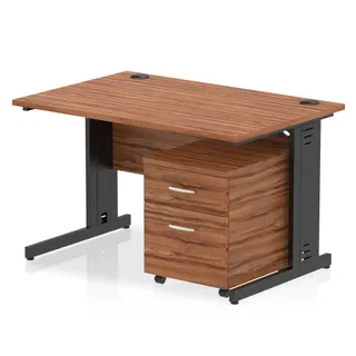 Impulse Cable Managed Straight Desk With Mobile Pedestal