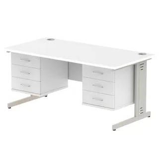 Impulse Cable Managed Straight Desk With Two Fixed Pedestal