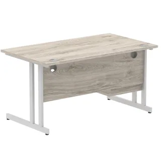 Impulse Cantilever Straight Desk With Single Fixed Pedestal